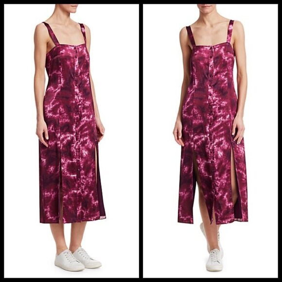 💕CINQ A SEPT💕 Tie Dye Alexa Satin Midi Dress - Picture 6 of 16